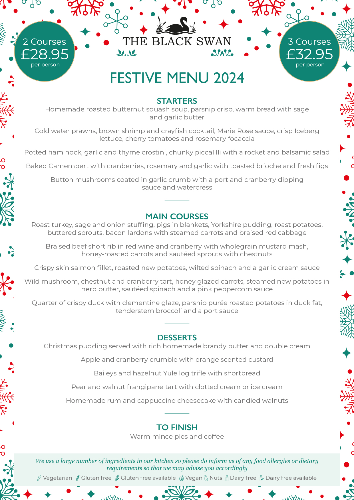 Festive menu