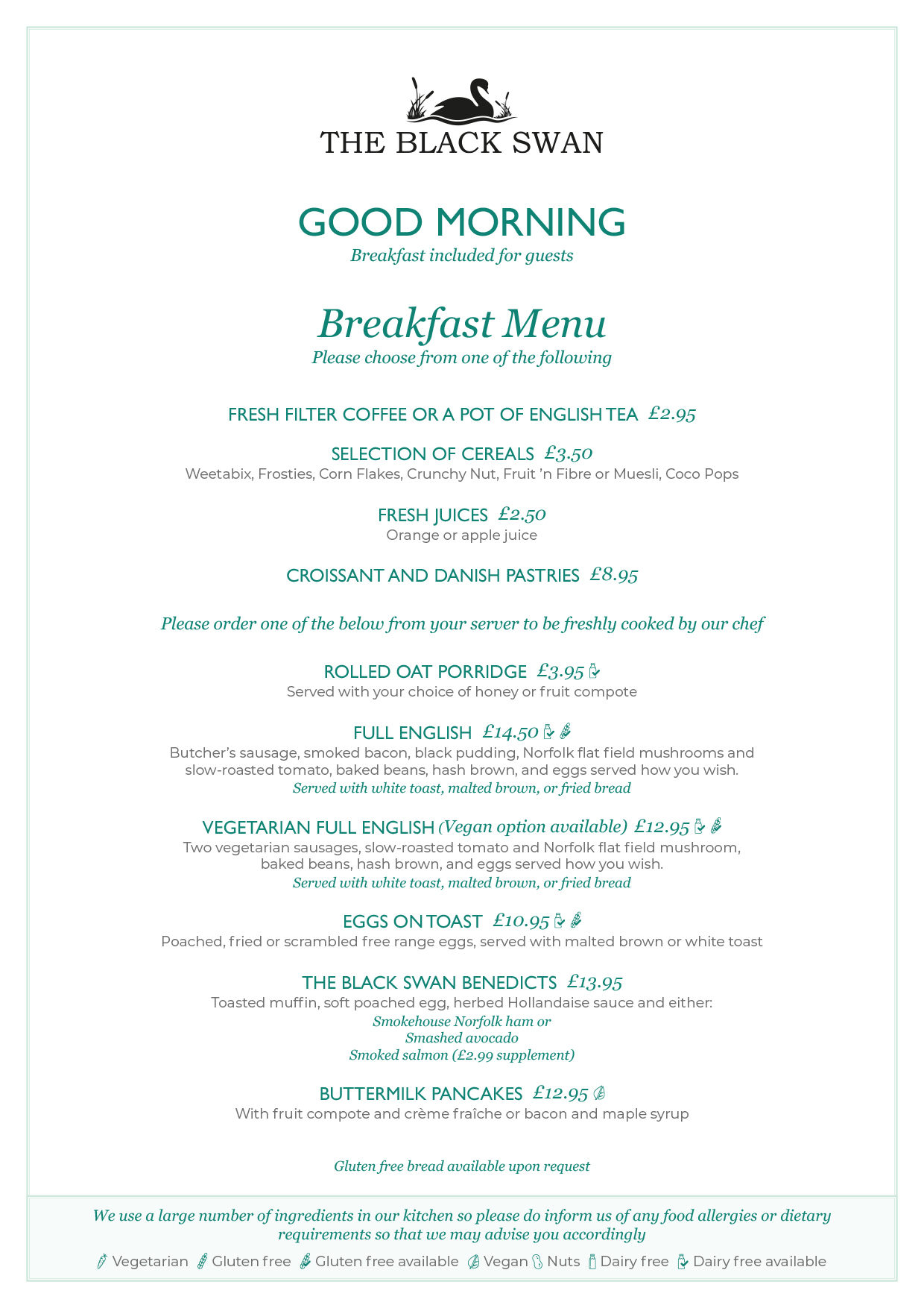 Breakfast menu - September 2024